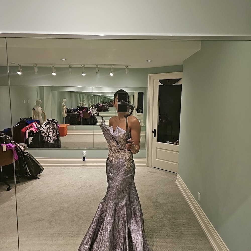 Shimmering Silver Evening Gown
